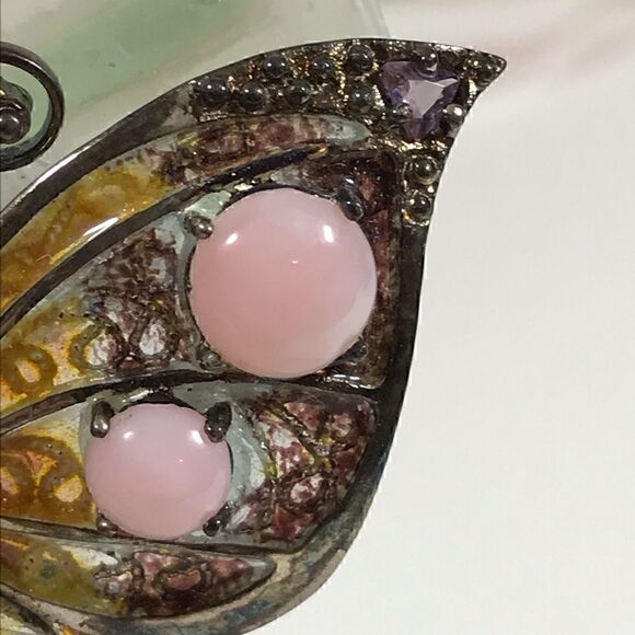STERLING SILVER FILIGREE & Enamel brooch - Picture 9 of 14